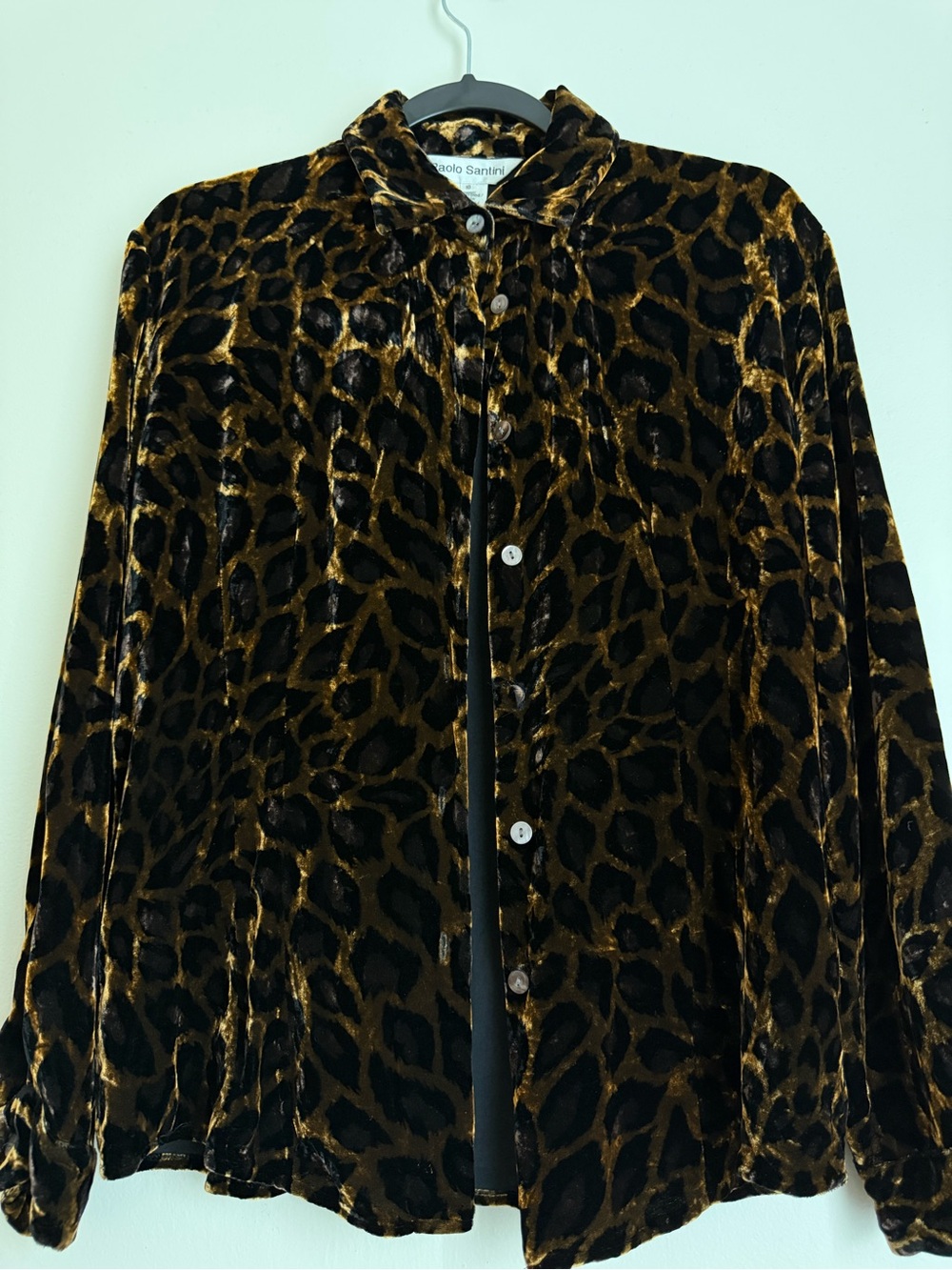 Vintage Leopard Velvet Button-Up Shirt